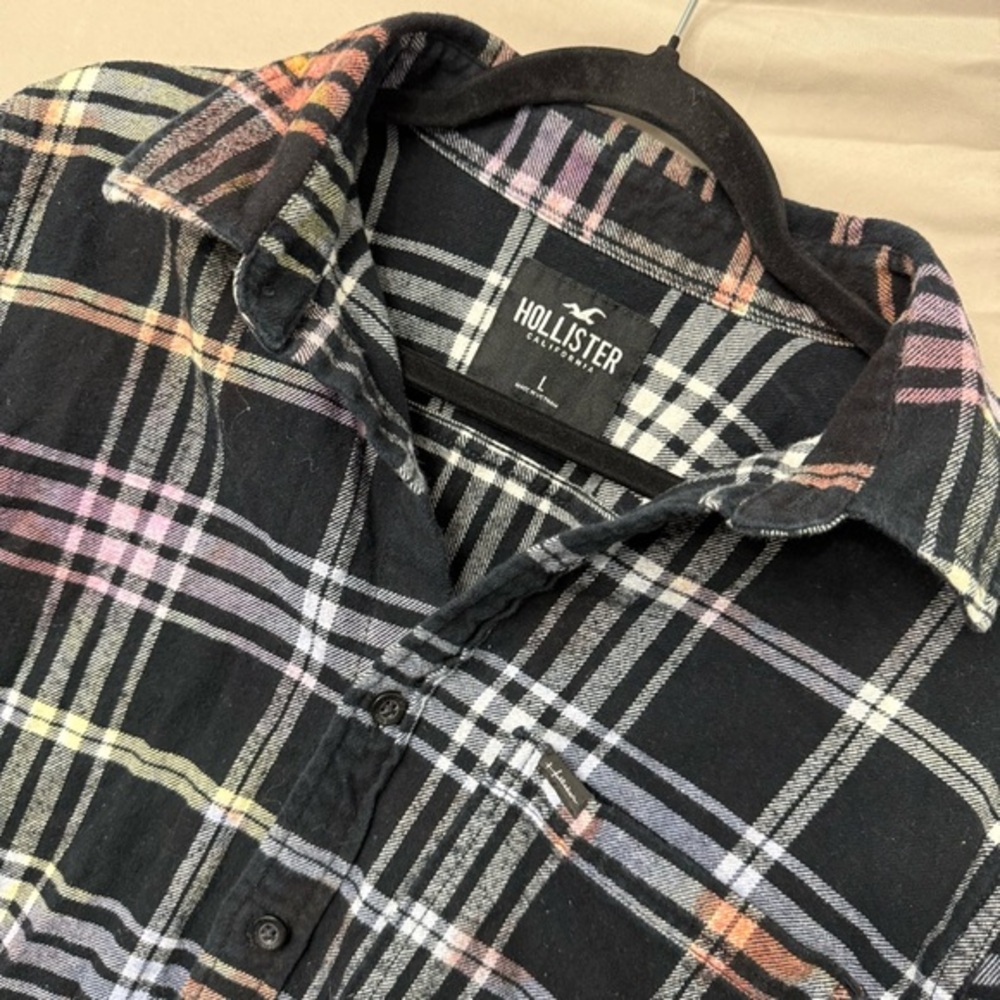 Hollister Men's Large Flannel Shirt‎ Colorful Button Down 100% Cotton